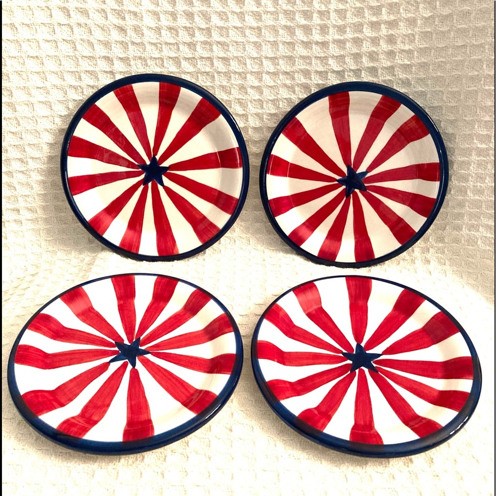 Nantucket Set of 4 Stripe & Star 6”Plates